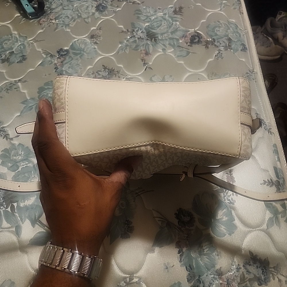 Michael Kors Cream Monogram Backpack with Gold Accents - Picture 9 of 16